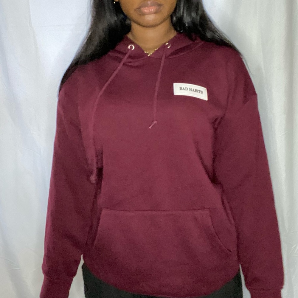forever 21 ‘bad habits’ oversized burgundy hoodie